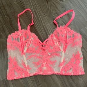Victorias Secret VS pink lace bustier corset bra